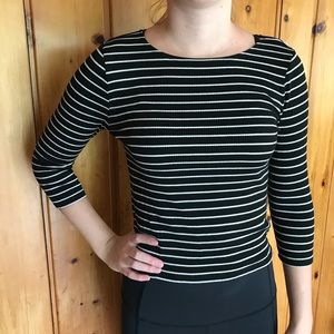 🌼3/$30 Soft & Sexy T 3/4 Sleeve Black and White Stripes